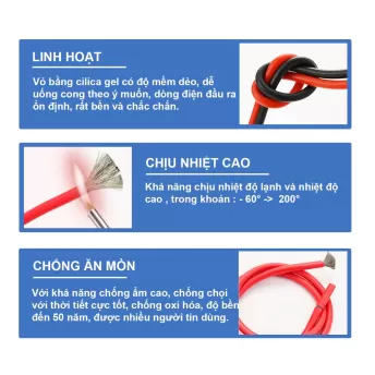 Dây điện Silicon 04 | 08 | 10 | 12 AWG chống cháy chịu nhiệt cao chịu tải cao